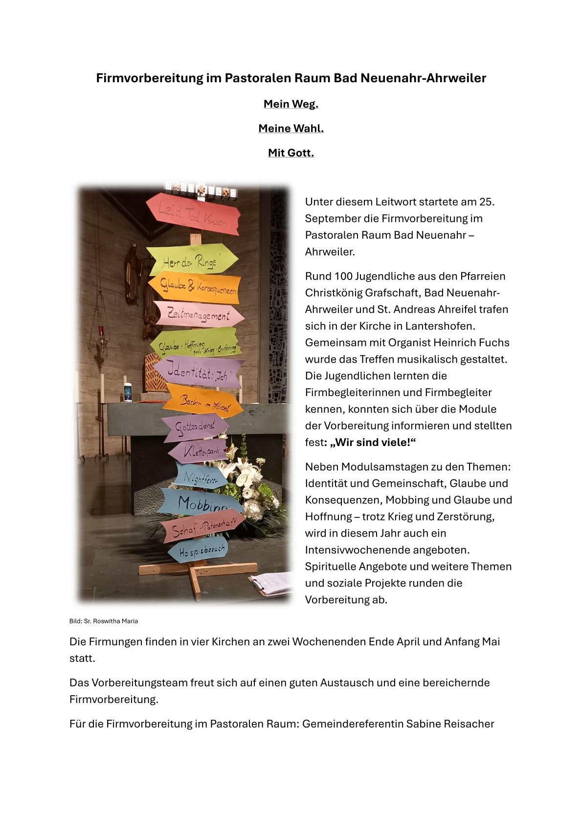 20261001 Start der Firmvorbereitung