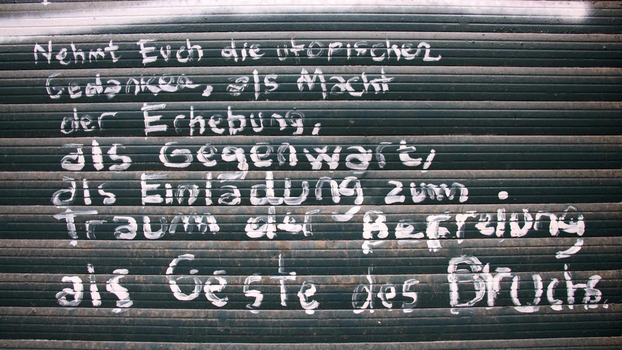 Text auf einem Rolladen